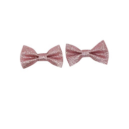 Set of 2 Glitter Bow Hair Clip - Light Pink